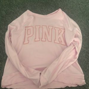PINK Cropped crewneck embroidery